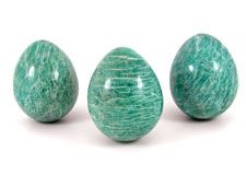 Polished and natural crystals, spheres, freeforms and pebbles of  Amazonite