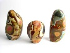 Polished and natural crystals, spheres, freeforms and pebbles of  Jasper